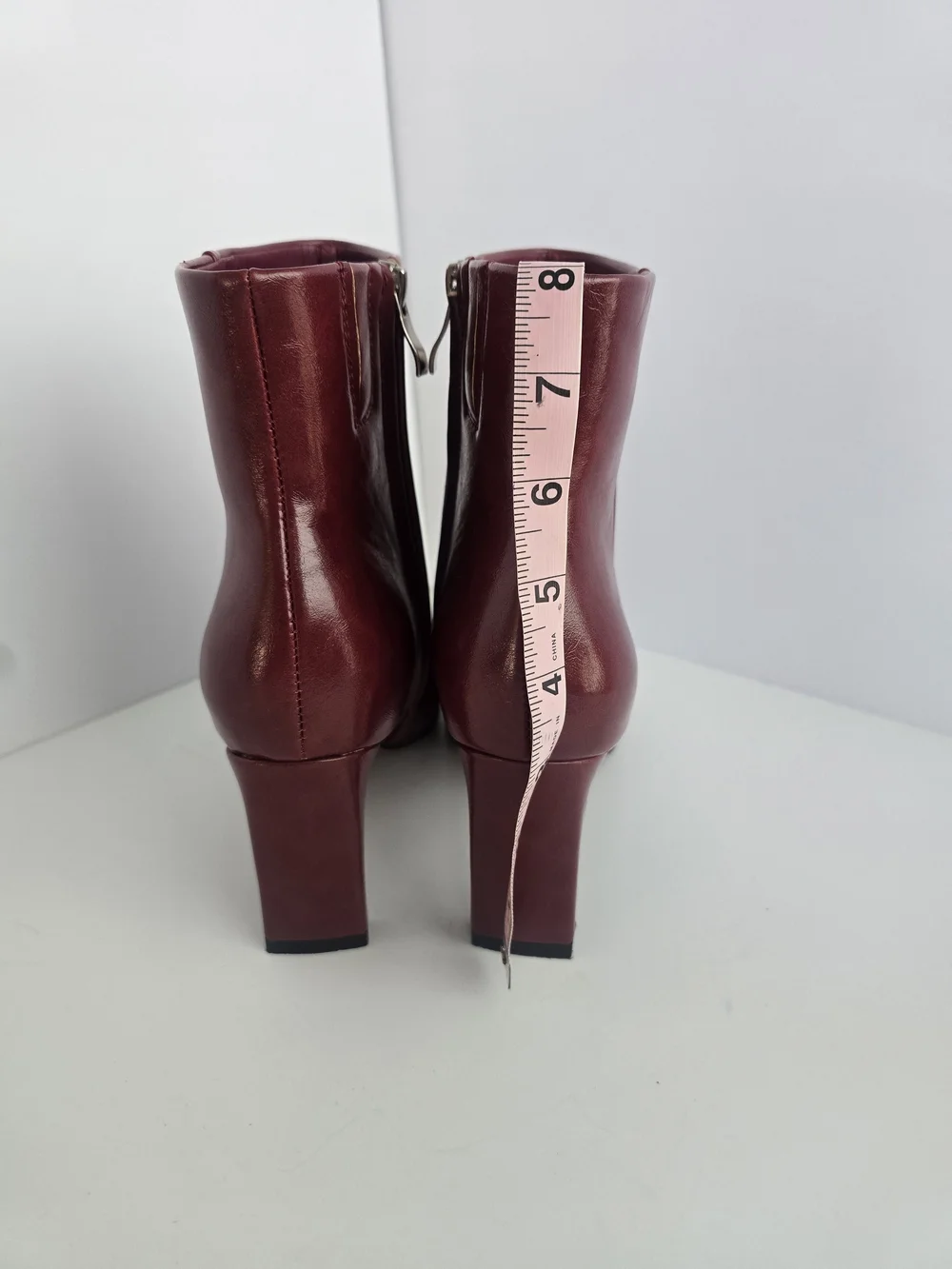 Women's Burgundy Pointed-Square-Toe Ankle Boots